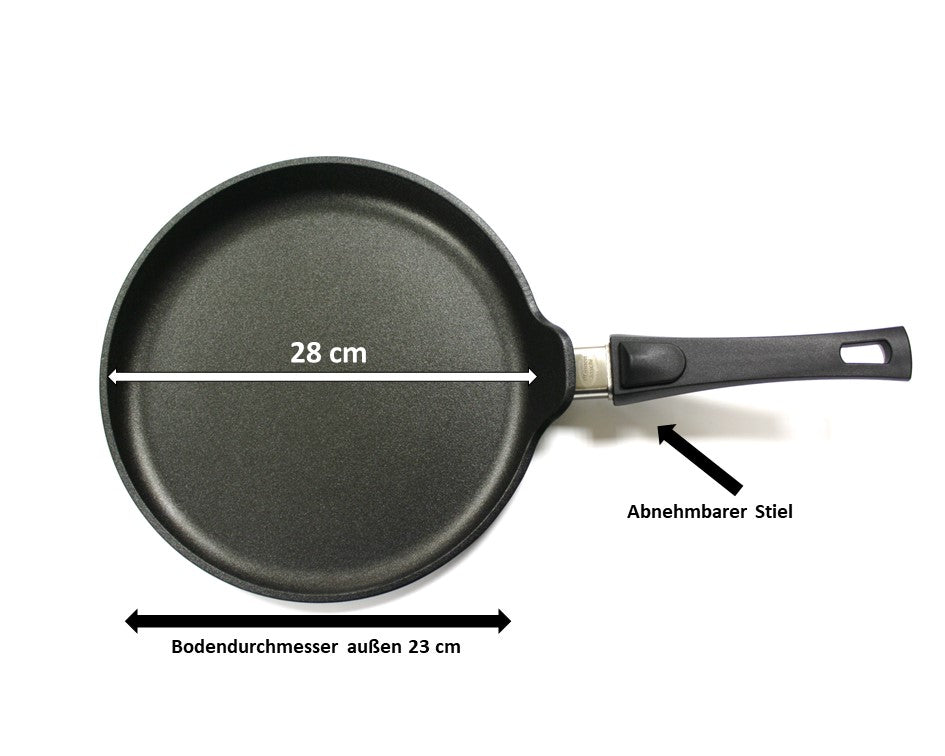Pfannen Joschi Crepespfanne 28cm abnehmbarer Stiel für alle Herdarten (inklusiv Induktion)