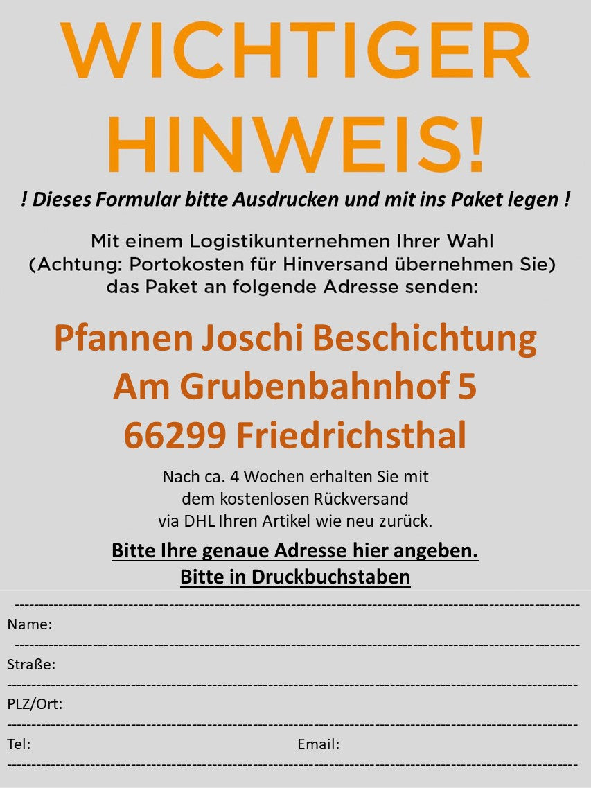 Pfannen Joschi Wiederbeschichtungs-Service