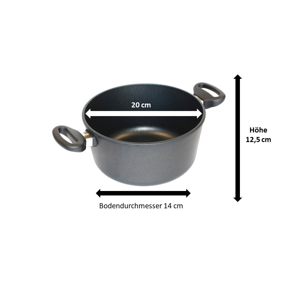 Pfannen Joschi Koch und Bratentopf 20 cm 12,5cm hoch für alle Herdarten (inklusiv Induktion)