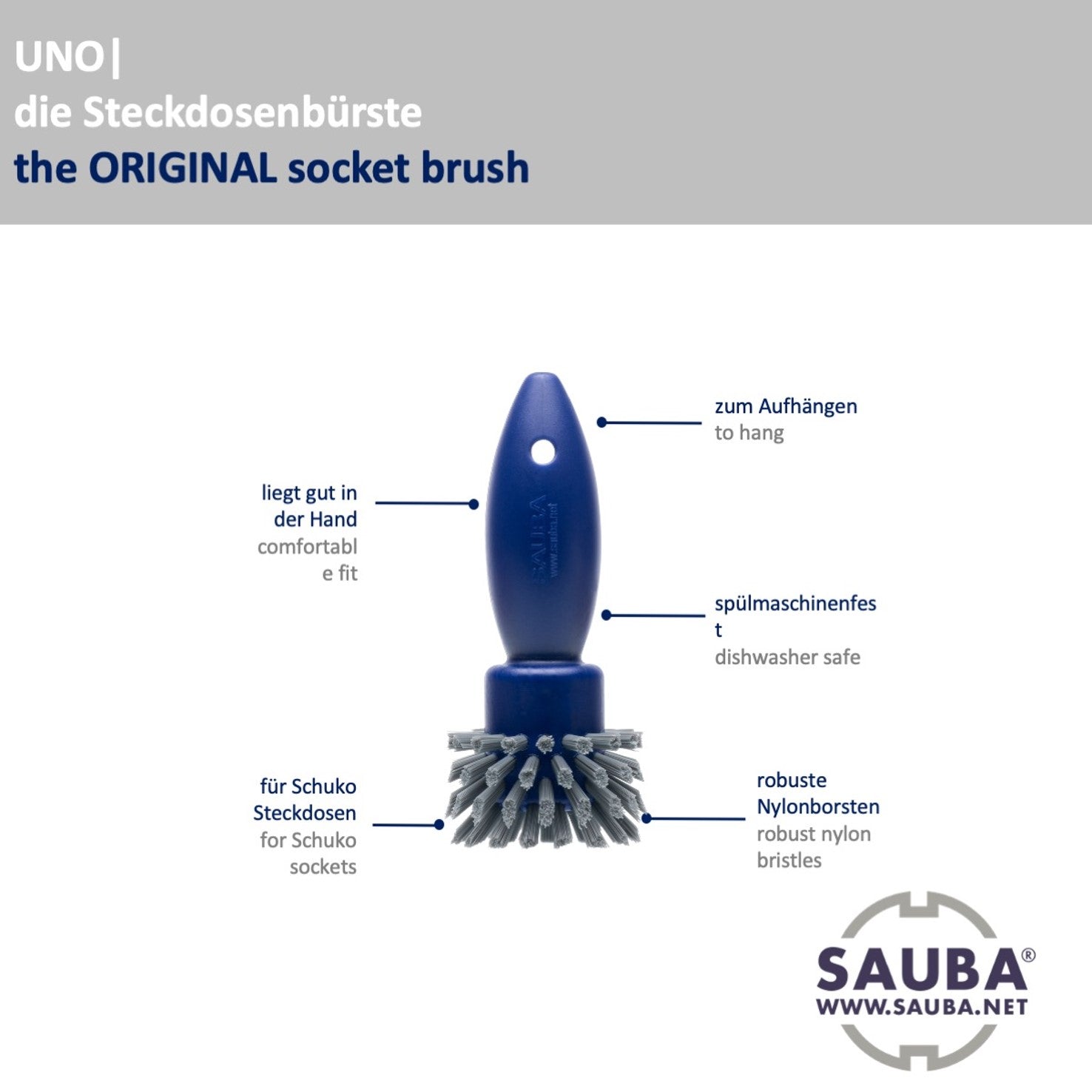 UNO | die Original-Steckdosenbürste für “SchuKo” Steckdosen