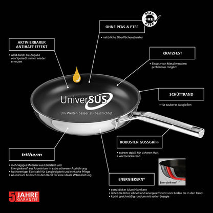 Bratpfanne Quasar mit UniverSUS-Oberflächenstruktur, 20 cm