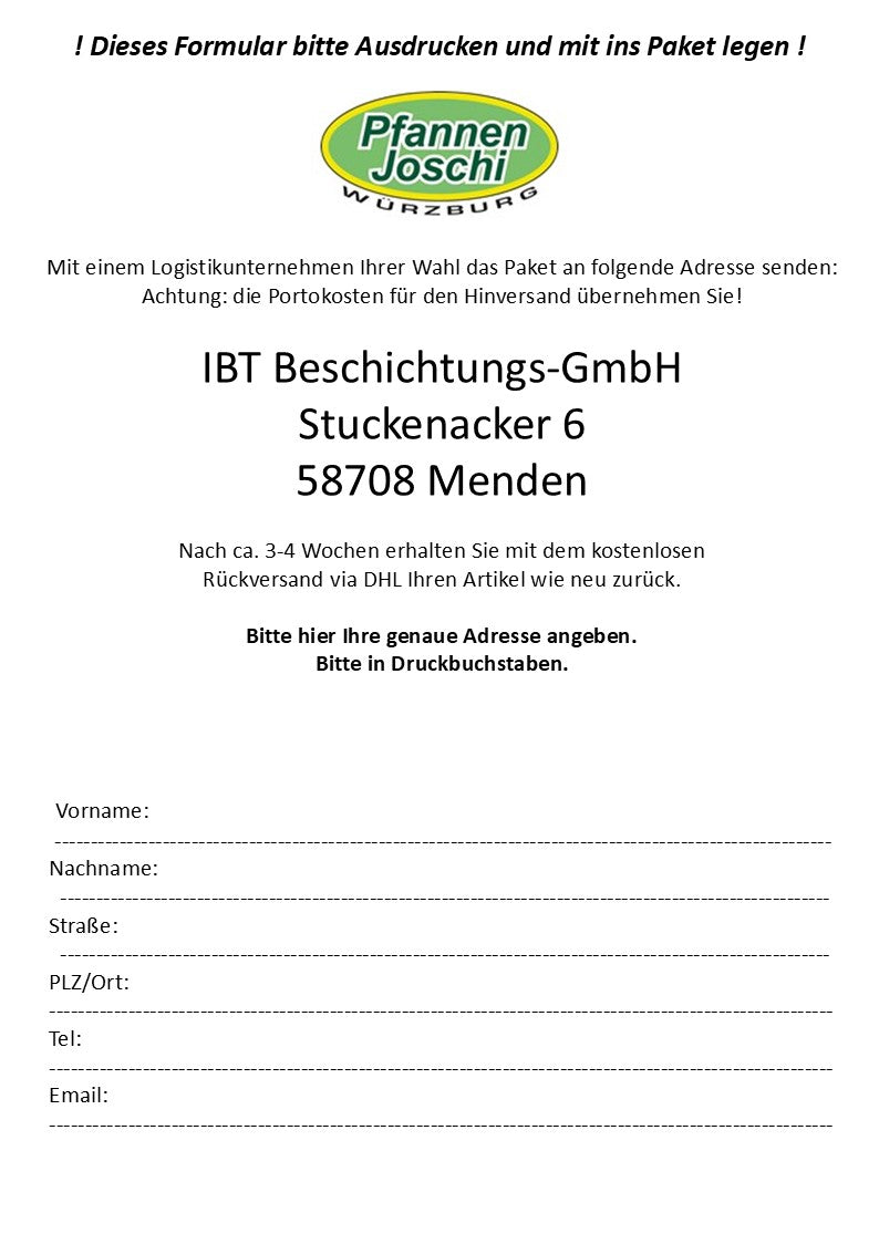 Pfannen Joschi Wiederbeschichtungs-Service